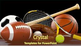  Presentation with ball sports - Audience pleasing slides consisting of variety of sports equipment backdrop and a tawny brown colored foreground