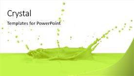  Presentation with drop - Audience pleasing PPT theme consisting of ink drop - green paint splashing on white backdrop and a white colored foreground