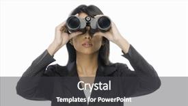  Presentation with binoculars at a lookout point - Amazing slides having background investigation employee - businesswoman looking through binoculars backdrop and a dark gray colored foreground