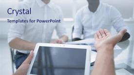  Presentation with business environment using laptops globe - Slide deck featuring background investigation employee - close up business team using background and a lemonade colored foreground