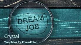  Presentation with magnifying glass - Slide deck enhanced with background investigation employee - dream job text painted background and a ocean colored foreground