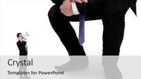  Presentation with business man climbs up to the top of 3d success stairs steps - Slide set consisting of background investigation employee - isolated business man screaming background and a  colored foreground