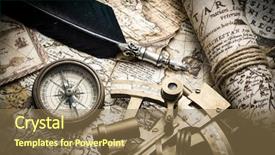  Presentation with vintage compass - Audience pleasing presentation design consisting of background is in public domain backdrop and a coral colored foreground