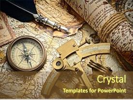 Vintage Still Life With Compass Sextant And Old Map PPT Template ...