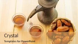  Presentation with arabic - Amazing slide deck having half of juicy watermelon with cut in the shape of heart on dark wooden background backdrop and a tawny brown colored foreground