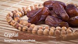  Presentation with islami - Amazing theme having background islami - dates and muslim prayer beads backdrop and a coral colored foreground