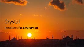  Presentation with hagia sophia - Amazing presentation theme having background islami - istanbul silhouette blue mosque backdrop and a gold colored foreground