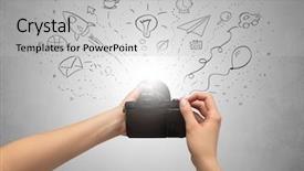  Presentation with doodle - Cool new PPT theme with background iso - naked hand photo shooting backdrop and a  colored foreground