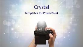  Presentation with hand touching finger digital - Slide deck with background iso - naked hand taking picture background and a sky blue colored foreground