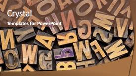  Presentation with color blocks - Audience pleasing PPT layouts consisting of background letters - vintage letterpress wood printing blocks backdrop and a tawny brown colored foreground