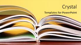  Presentation with magazines - Theme featuring background library - color magazines background and a yellow colored foreground