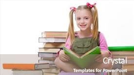  Presentation with power of attitude image - Beautiful PPT theme featuring background library - image of happy pretty girl backdrop and a  colored foreground