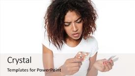  Presentation with white pills spilled from pills - PPT layouts with background looking aside holding pill background and a lemonade colored foreground