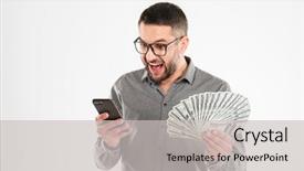  Presentation with mobile money - Amazing presentation theme having background looking aside using mobile backdrop and a light gray colored foreground