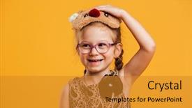  Presentation with save girl child - Amazing PPT theme having background looking aside wearing christmas backdrop and a gold colored foreground