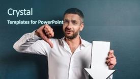  Presentation with dark blue - Theme having arrow and showing thumbs down background and a ocean colored foreground
