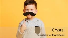  Presentation with cute - Slide deck having background looking camera holding fake background and a coral colored foreground