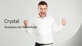  Presentation with special education young adult man - PPT layouts featuring background looking camera make winner background and a light gray colored foreground