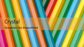  Presentation with crayons - Beautiful presentation theme featuring background-made-of-crayons-randomly backdrop and a gold colored foreground