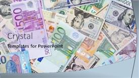  Presentation with dollar - Theme consisting of background-made-of-dollar-euro background and a sky blue colored foreground