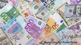  Presentation with dollar - Presentation design with background-made-of-dollar-euro background and a coral colored foreground