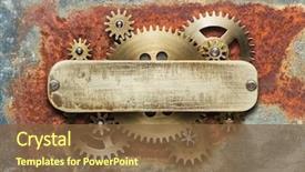  Presentation with mechanism - PPT layouts having background made of metal gear background and a tawny brown colored foreground