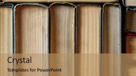  Presentation with books - Audience pleasing PPT theme consisting of background made of old books backdrop and a coral colored foreground