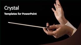  Presentation with music conductor hands baton - Slide set featuring background maestro - orchestra conductor hands baton music background and a black colored foreground