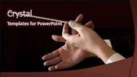  Presentation with music conductor hands baton - Amazing PPT layouts having background maestro - orchestra conductor hands baton music backdrop and a wine colored foreground