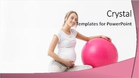  Presentation with pregnant woman - Beautiful presentation design featuring background make exercises with ball backdrop and a white colored foreground