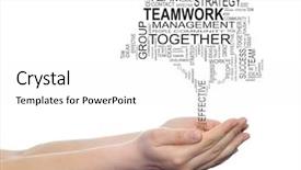  Presentation with telemedicine word cloud concept - Colorful presentation theme enhanced with effective success communication company group backdrop and a white colored foreground