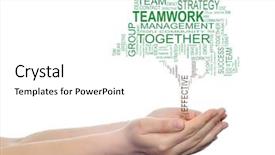  Presentation with management - Colorful slide set enhanced with communication company group or symbol backdrop and a white colored foreground