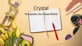  Presentation with female sport - Cool new presentation design with background mockup planning of diet backdrop and a  colored foreground