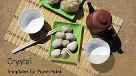  Presentation with clams - Beautiful slides featuring background nature download - pork buns and steamed clams backdrop and a coral colored foreground