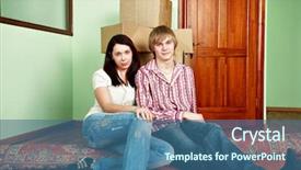  Presentation with family a new born - Presentation theme enhanced with background new home family safety background and a  colored foreground