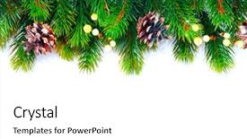  Presentation with christmas lights - Beautiful PPT theme featuring background new year holiday evergreen backdrop and a white colored foreground