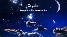  Presentation with night sky moon - Colorful presentation theme enhanced with background night sky with stars backdrop and a navy blue colored foreground