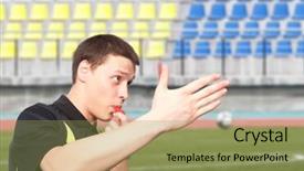  Presentation with football referee - PPT theme with background of a football background and a yellow colored foreground