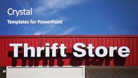  Presentation with thrift - Beautiful slides featuring background of a thrift store backdrop and a teal colored foreground