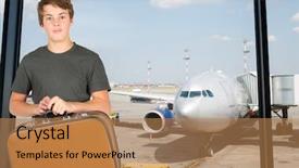  Presentation with runway fashion - PPT theme having background of airport runway background and a coral colored foreground