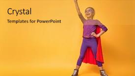  Presentation with child superhero - PPT theme with background of bright ultra violet background and a yellow colored foreground