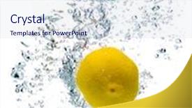  Presentation with ice blue - Presentation theme having background of bubbles forming in blue water after ice cubes and lemon are dropped into it background and a sky blue colored foreground