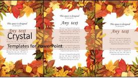  Presentation with autumn leaves - Presentation theme consisting of background of colorful leaves collage background and a coral colored foreground