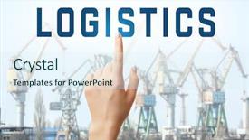  Presentation with logistics - Slide set consisting of background of cranes in port background and a  colored foreground