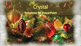  Presentation with fir tree - PPT theme enhanced with background-of-decorated-christmas-fir background and a tawny brown colored foreground