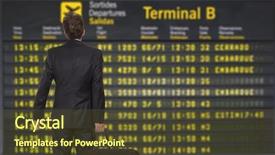  Presentation with departure board - Cool new slide deck with background of departure board backdrop and a tawny brown colored foreground