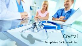  Presentation with patient - PPT layouts featuring background of doctors and patient background and a sky blue colored foreground