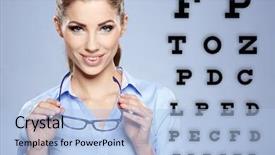  Presentation with glasses blurry eye chart - Amazing PPT theme having background of eye test chart backdrop and a  colored foreground