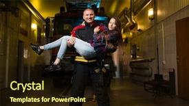  Presentation with fire truck - PPT layouts with background of fire truck background and a wine colored foreground