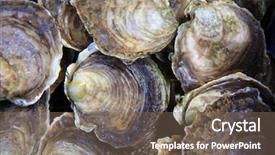  Presentation with market - Beautiful presentation theme featuring background of fresh oysters backdrop and a violet colored foreground
